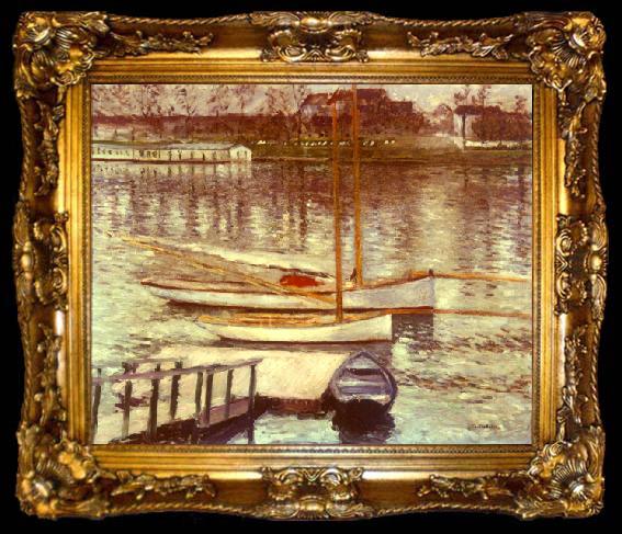 framed  Gustave Caillebotte Voiliers au Mouillage sur la Seine, a Argenteuil, ta009-2